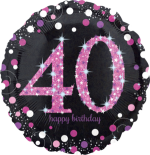 Pink Glimmer Confetti 40th Birthday