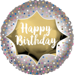 Happy Birthday Satin Gold Burst