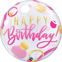 Birthday Pink and Gold Dots Bubble